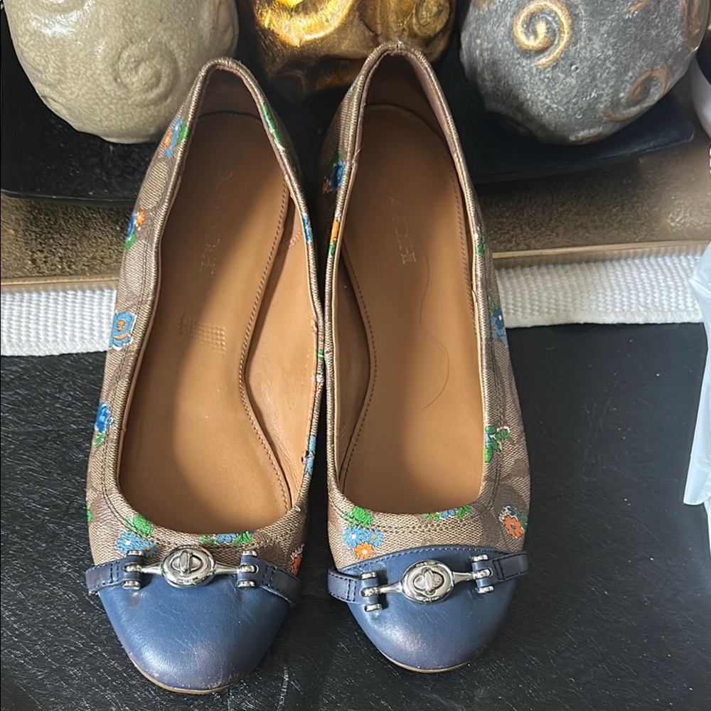 Coach Women's Floral Ballet Flats - Blue and Brown